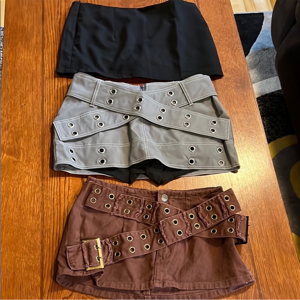 SHEIN | Lot of Women’s Size XS Mini Stylish Skirts - Black, Green, Brown